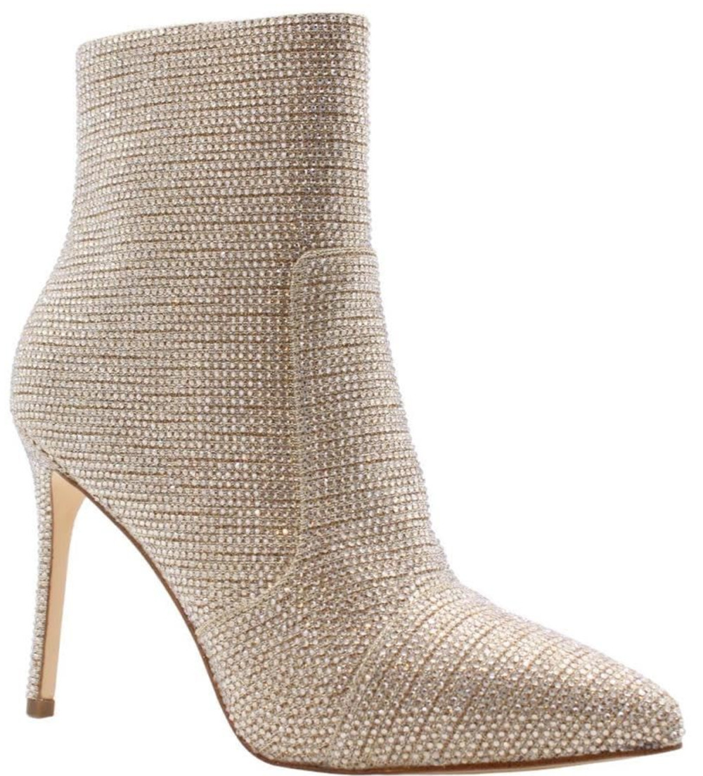 New Michael kors Pale Gold Rue Rhinestone Embellished Side Zip boot size 8.5 M